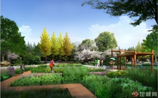 某公園休閑區園林景觀效果圖PSD格式設計解析